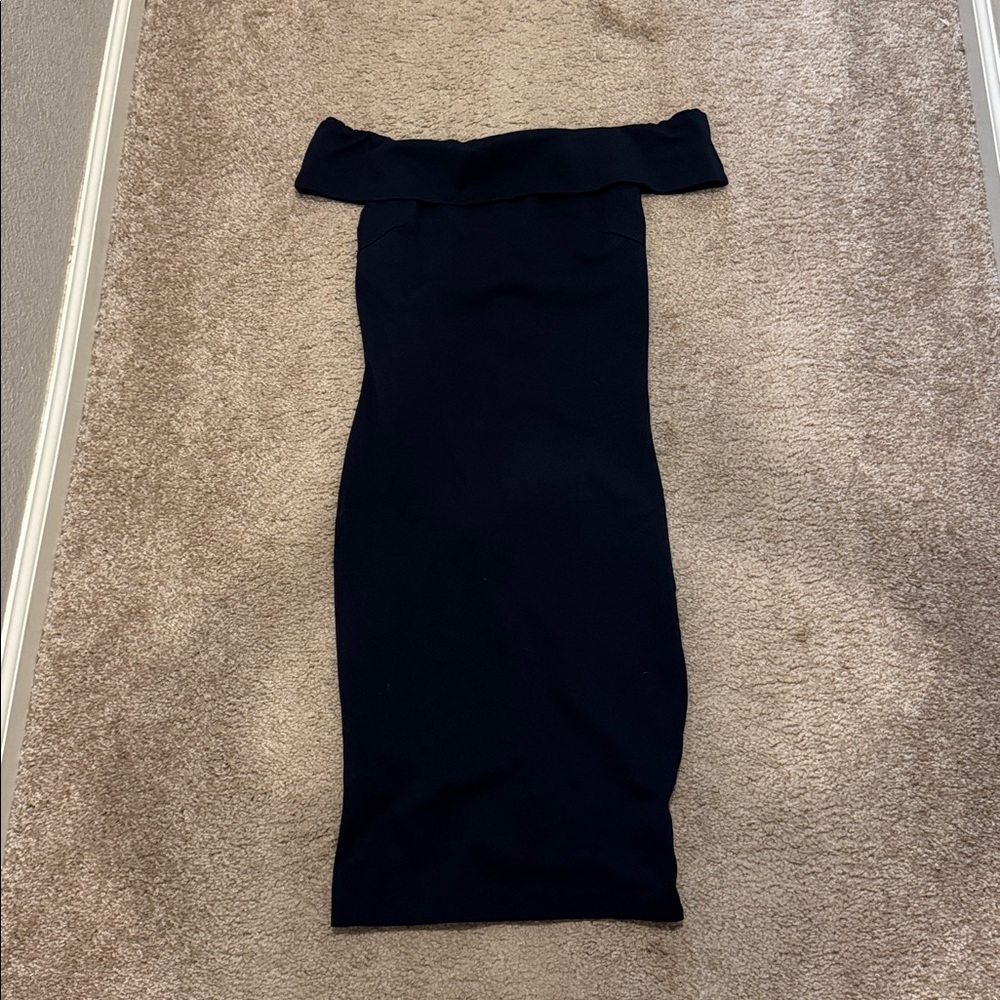 Fashion Nova Navy Off- Shoulder Bodycon Dress